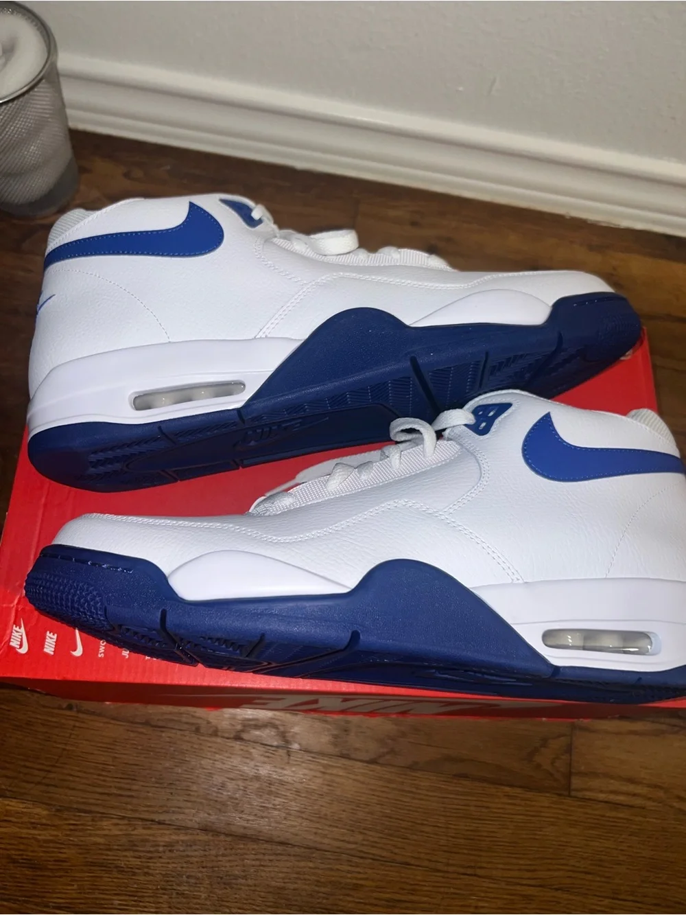 RARE Men's Nike Flight Legacy White Game Royal BQ4212-103 Size New No Lid!